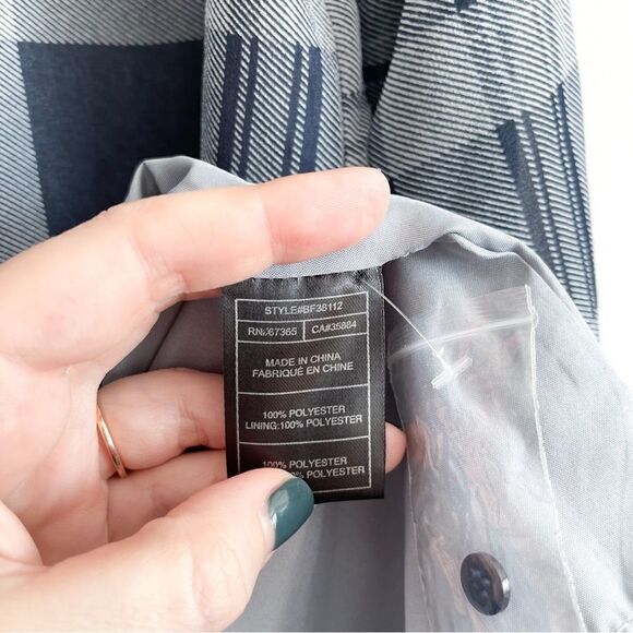 BB Dakota Plaid Dress Shift Dress Navy Gray Long Sheer Sleeve Women's S - Picture 6 of 11